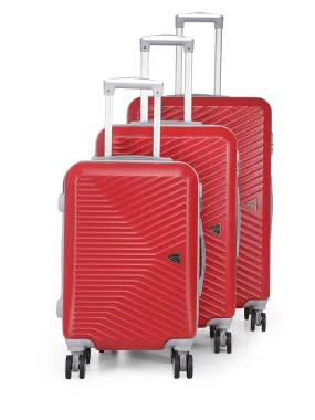 Teakwood Unisex Red Trolley Bag - SET OF THREE